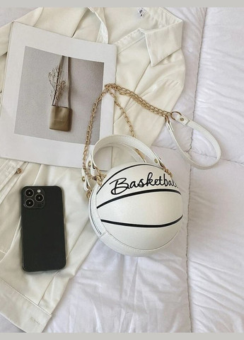 Жіноча кругла сумка BASKETBALL м'яч на ланцюжку біла No Brand (290704815)