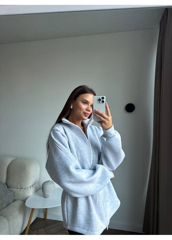 Удлиненная кофта на молнии с кулисками Тринитка на флисе Україна (366671211)