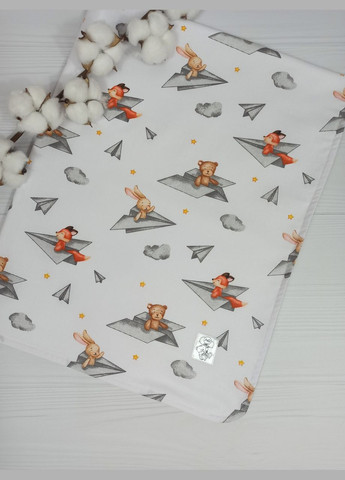 Комплект для малюка: пелюшка, комфортер, гризунок a.l.babybox Звірі в літаку Білий No Brand (308379628)