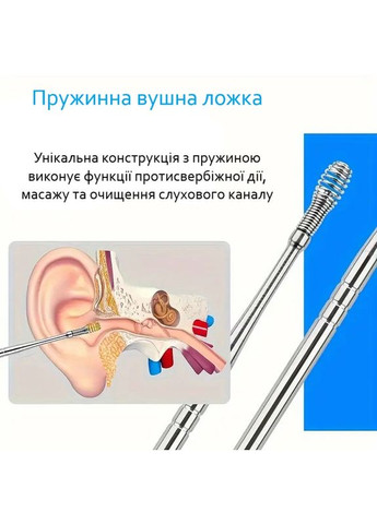 Набор инструментов для чистки ушей из нержавеющей стали в металлическом чехле с карабином 10 шт No Brand (352768056)