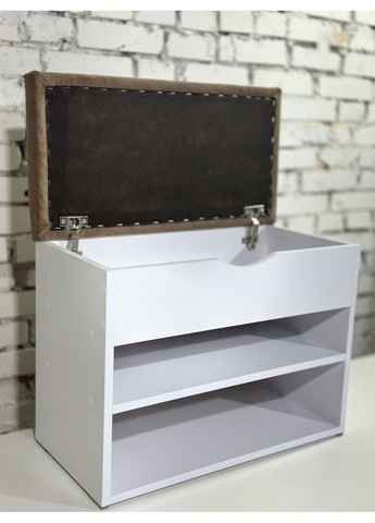 Банкетка для обуви в прихожую. Верхняя часть открывается. ДСП дуб Сонома. Ткань какао. Шириной 70см. No Brand (369559558)