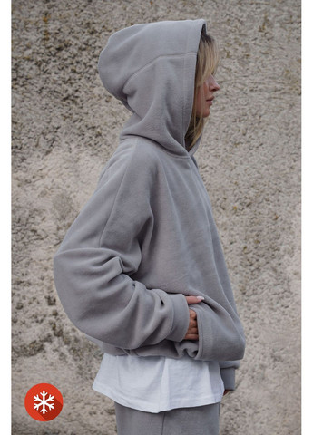 Женская флисовая оверсайз худи толстовка с капюшоном Soprano Gray Without (372519942)