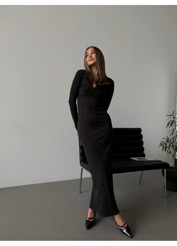 Чорна святковий, коктейльна, вечірня жіноча максі сукня силуетна Avanti однотонна