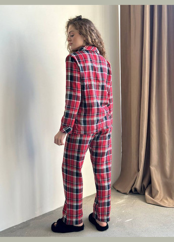Червона всесезон стильний домашній костюм-піжамка сорочка + брюки Vakko
