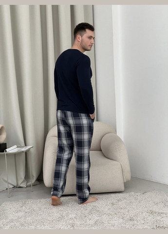 Домашний пижамный комплект для мужчин (штаны+лонгслив НН) темно-синий/серый Cosy (352769697)