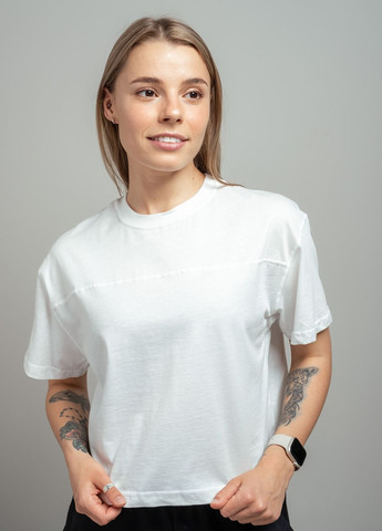 Белая летняя женская футболка укороченная 343054 Power