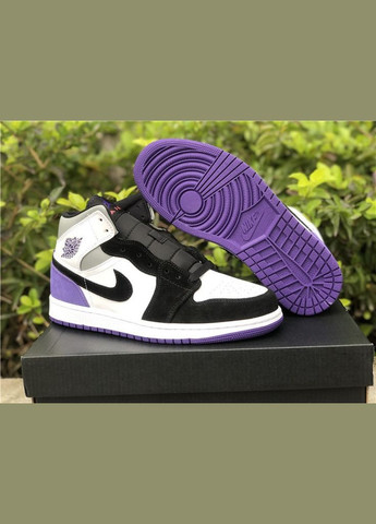 Чорні всесезонні кросовки air jordan 1 mid se purple - 852542-105 38 Nike