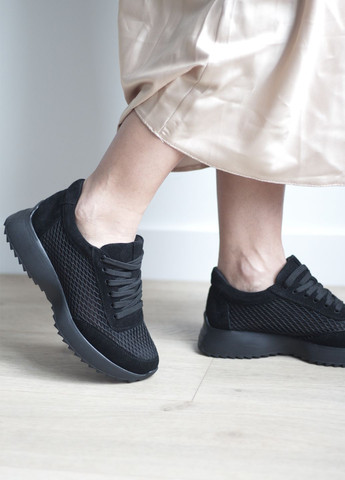 Кроссовки летние женские из натуральной кожи и сетки на очень легкой подошве и удобной колодке Zlett 3804 чёрные лето (315510069)