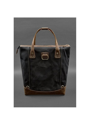 Сумка рюкзак жіночий з канвасу та натуральної шкіри темно-коричневий BlankNote (301871733)