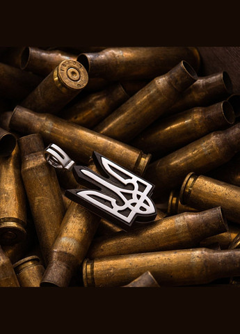 Серебряный кулон Герб Украины - Тризуб с эбеновым деревом 959 Oniks (264392713)