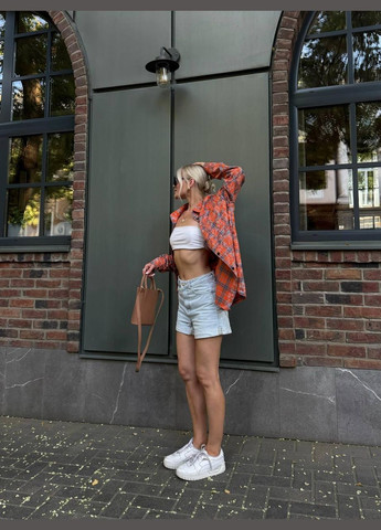 Оранжевая кэжуал рубашка в клетку JUGO с длинным рукавом