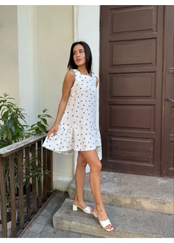 Синее платье мини из муслина в сердце Fashion