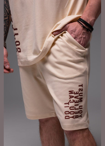 Бежевый демисезонный мужской oversize костюм oversize прочная дышащая ткань хлопок 100% ( лакоста ) No Brand