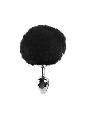 Металлическая анальная пробка М – Metal Butt plug Rabbit Tail Black, диаметр 3,4 см Art of Sex (371880715)