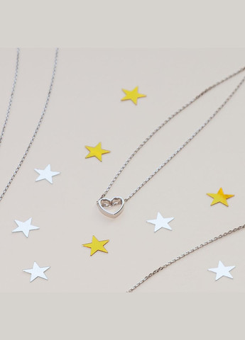 Колье серебряное Сердце на цепочке без камней No Brand (354721395)