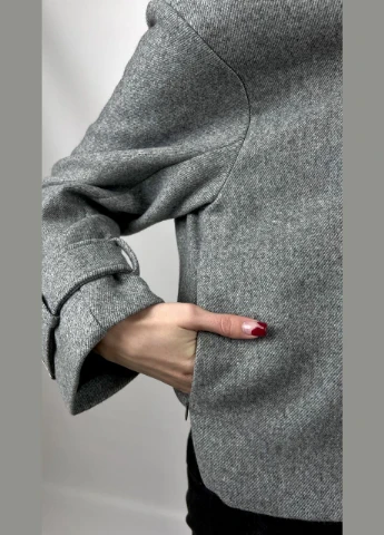 Сіра демісезонна куртка косуха з вовни косуха No Brand
