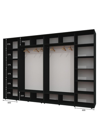 Шкаф-купе четырехдверный 330*60*240 см Антрацит 4 двери Зеркало ШК-02 Алекса (360474599)