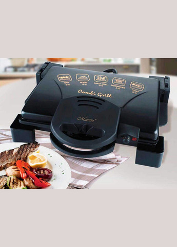 Прижимной контактный гриль MR-717 домашний электрогриль сэндвичница бутербродница 1900 Вт Черный Maestro (297330745)