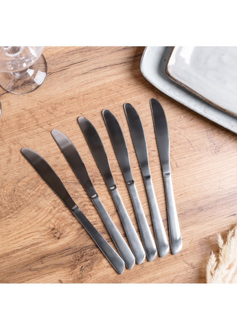 Набор столовых ножей 6 штук с гладкой поверхностью, хром TS Kitchen HP704 No Brand (362305065)