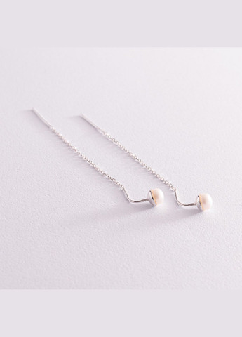 Срібні сережки - протяжки з перлами 123104 Oniks (264022399)