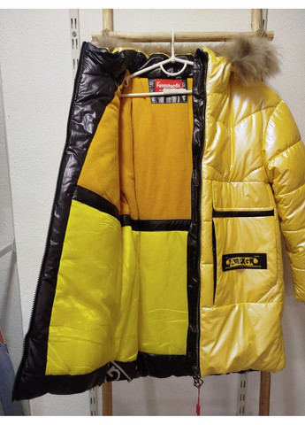 Жовта зимня стильна зимова куртка для дівчинки Fengshuoda