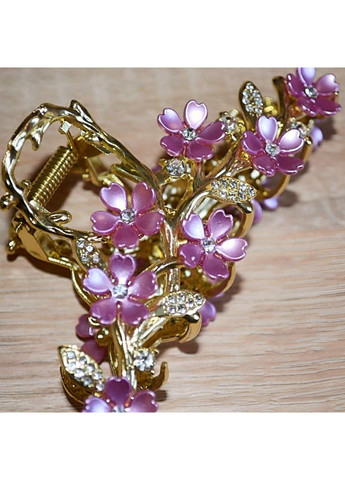 Шпилька крабік для волосся В'язані Квіти Естель із бежевою основою No Brand (370290367)