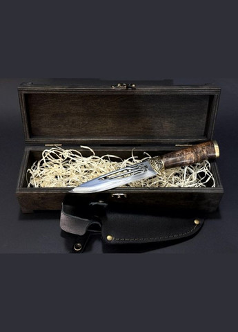 Ніж мисливський Герб України 22k61 у подарунковому дерев'яному кейсі NB Art (346152110)