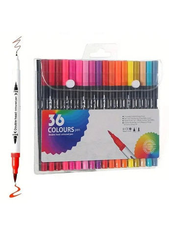 Профессиональный набор 36 шт двухсторонних маркеров линер+кисть с мягкой головкой на водной основе No Brand (366238837)