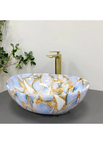 Умывальник (раковина) PARMA MARBLE BLUE GLOSSY накладной VBI (383920531)