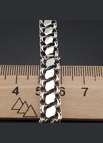 Двусторонний мужской серебряный браслет с накладками (ширина 9 мм). Длинна 24 см ZLATO (278643678)
