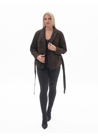 Коричнева демісезонна жіноча шкіряна куртка весна Fabio Monti