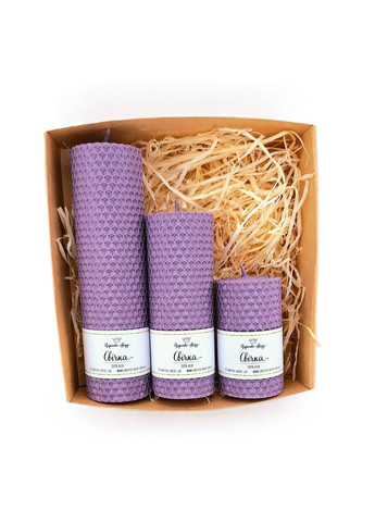 Набір свічок з вощини 8,5 см, 13 см, 17,5 см бузковий. Царство Меду (324627739)