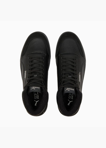 Черные демисезонные кроссовки мужские shuffle mid fur sneakers black 387609-01 Puma