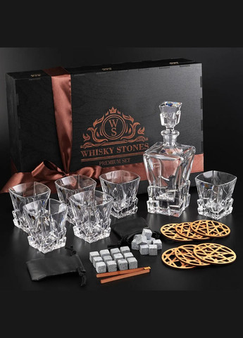 Мужской подарочный набор c шестью бокалами и графином Bohemia Crack 310 мл Handmade WS608D (345646859)
