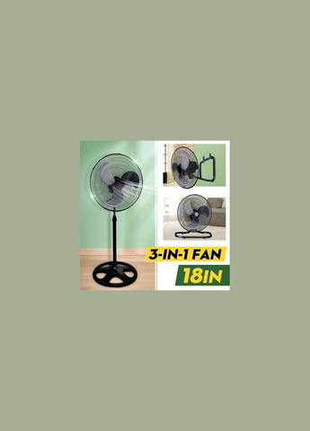 Вентилятор 3 в1 Wimpex 1807 Чорно - Сріблястий підлоговий, настільний, настінний охолоджувач з 3 швидкостями Hengda (327421836)