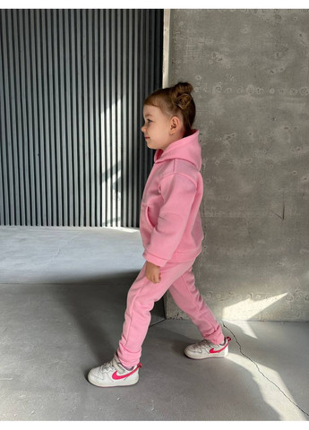 Розовый зимний костюм детский тринитка на флисе,унисекс,штаны и кофта Україна