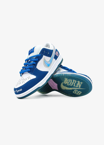 Синие всесезонные кроссовки мужские и женские nike b dunk the born x raised blue white | найк сб данк синие белые No Brand