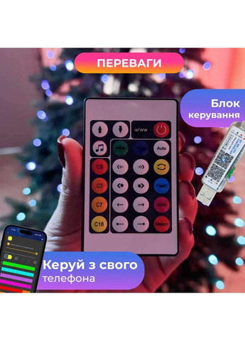 Умная гирлянда Smart 250 LED длина 2,5 м с управлением со смартфона зеленая, мультиколор 1733043GR No Brand (362502956)