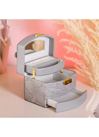 Шкатулка для украшений из экокожи 3 яруса с замком органайзер для ювелирных изделий для женщин стильный органайзер ProDobro (364192681)