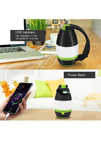 Світлодіодний кемпінговий акумуляторний ліхтар лампа світильник трансформер 3 в 1 з PowerBank 15х13х8 см (478368-Prob) Unbranded (304609867)