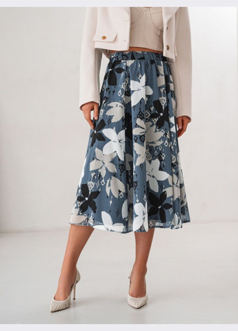 шифонова спідниця-міді з квітковим принтом сіра Dressa (324162193)