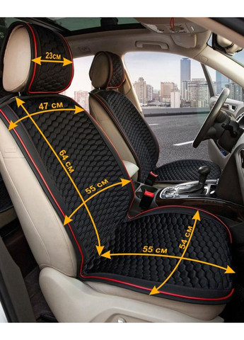 Накидки для передніх сидінь Алькантара Palermo Premium Чорні Червоний кант 2 шт S4C (338624750)