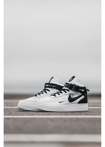 Чорні Зимовий кросівки чоловічі nike air force 1 lv8 mid white black найк аір форс 1 преміум No Brand