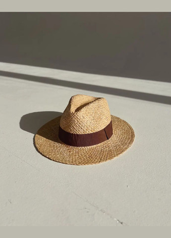 Шляпа Федора из натуральной соломки с коричневой лентой D.Hats (283022781)
