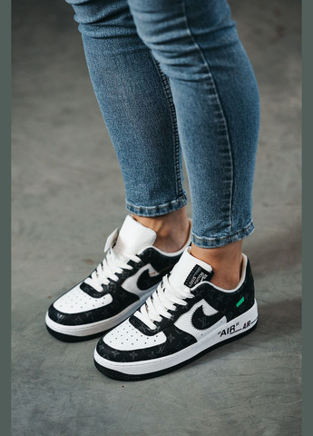 Кроссовки женские и мужские Nike Air Force 1 x Louis Vuitton black white | Найк Аир Форс 1 черно-белые No Brand чёрно-белые демисезоны (315683556)