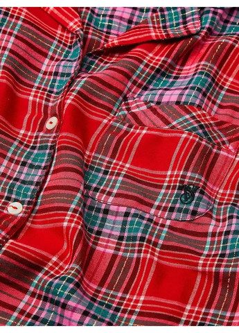 Комбинированная всесезон фланелевая пижама long pajama set red Victoria's Secret