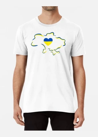 Белая мужская патриотическая футболка с принтом украина сердце на карте ukraine Stedman