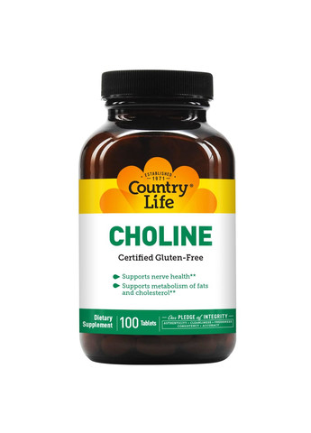Холин Choline 100 Tablets Country Life (291848499)