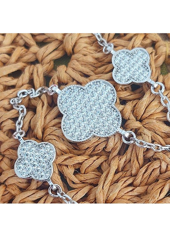 Браслет Клевер из серебра с прозрачными фианитами. No Brand (355921921)