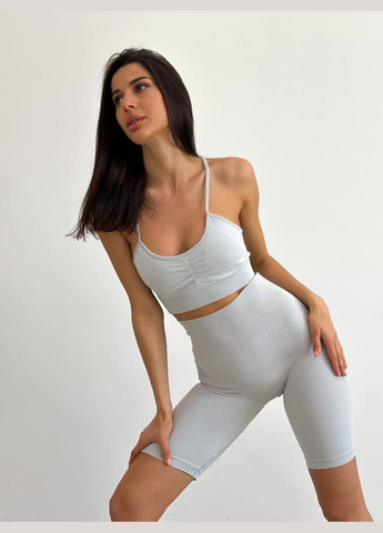 Женский двойка для фитнеса светло-серый No Brand костюм (319845100)